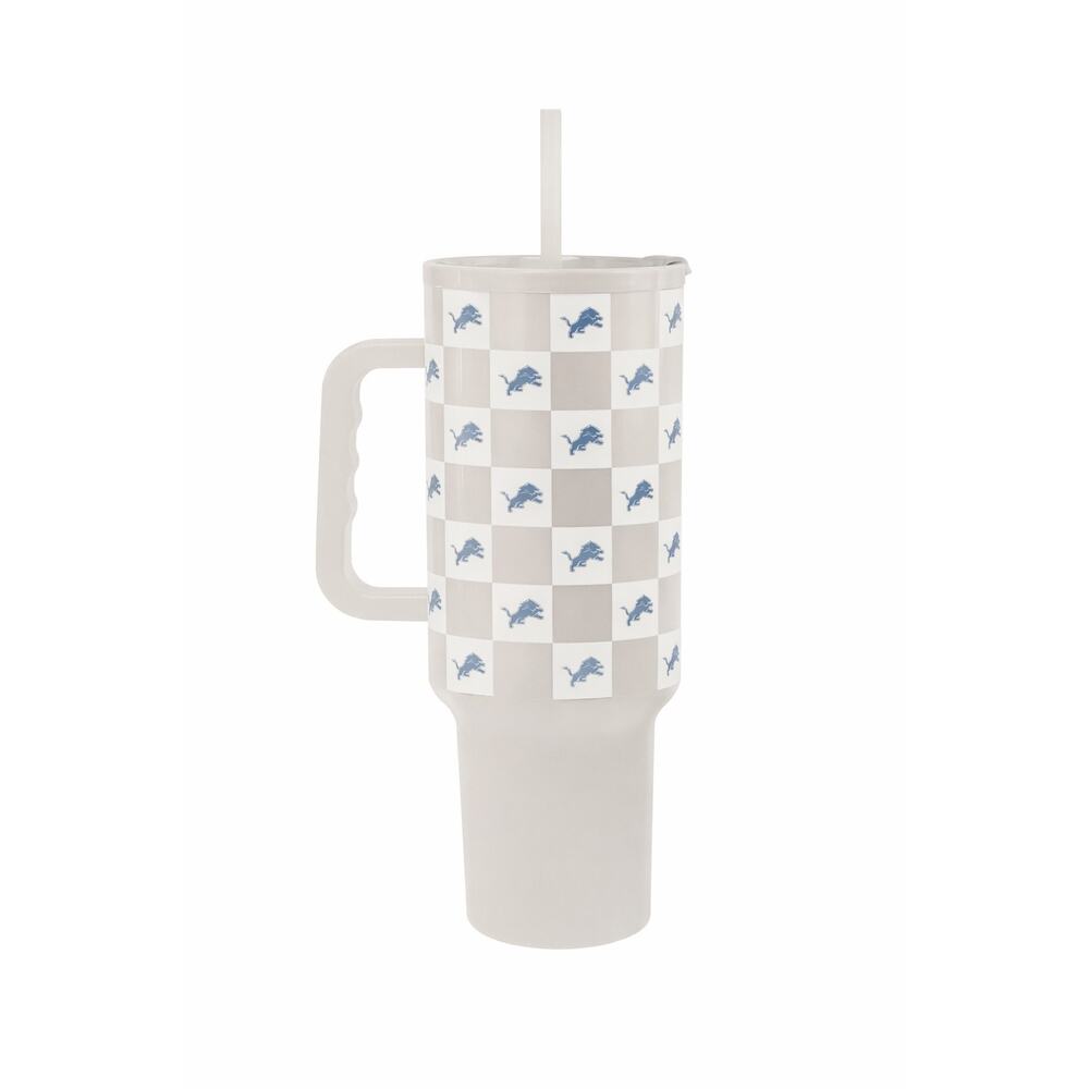 NEW Detroit Lions 40oz Tumbler Cup Handle Straw Insulated NFL Game Day Gift Luxe